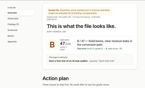 First screen of the sample page file